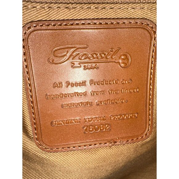 Fossil Raffia Straw Woven Brown Leather Floral Details Crossbody Purse Handbag - Picture 2 of 5